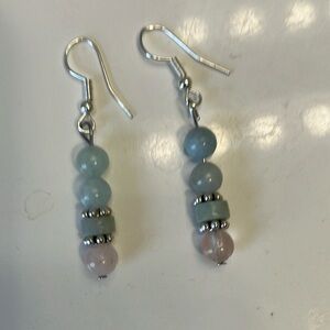 Semi-precious stone beads with silver accents earrings.